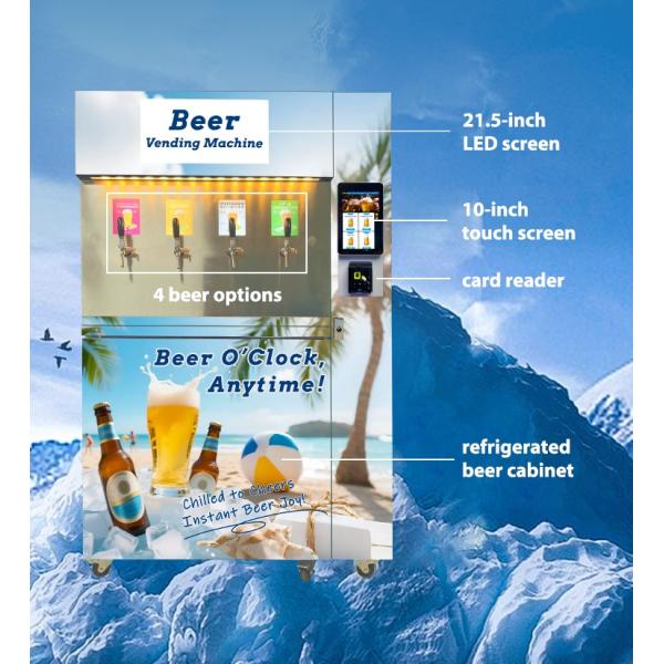 Self-service 5-8â„ƒ Fresh Cold Beer Vending Machine with 4 Beer Options for Bars Cafeterias