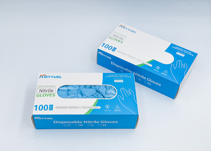 Flexible Blue Disposable Nitrile Powder Free Medical Examination Gloves
