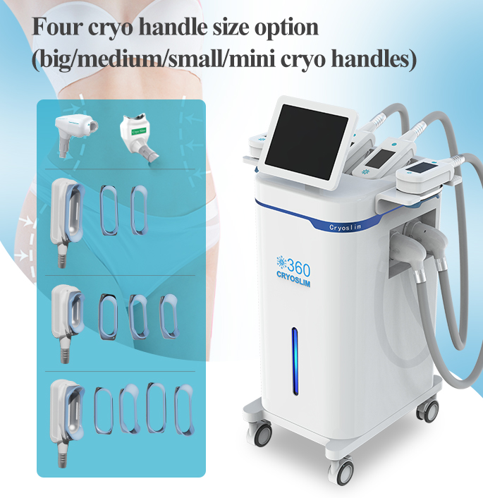 360 degree cooling 3S freezing fat body slimming machine with 4 cryo handles