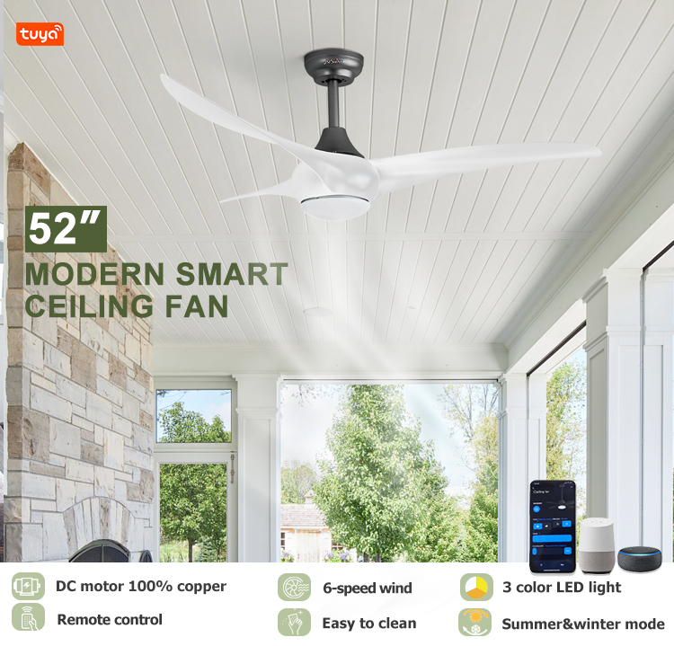1stshine Lower Noise Copper Motor Ceiling Fan with Light and Remote Control High Airflow