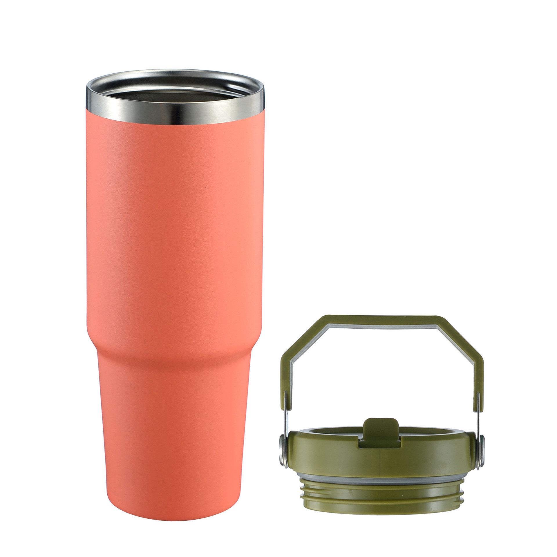 Double Wall Stainless Steel Insulated Travel Vacuum Tumbler Mug With Handle