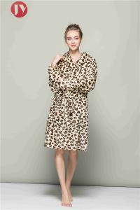 China Leopard Print Soft Bathrobe Women Microfiber Fleece Bathrobe Long Plush Printed Dyeing on sale