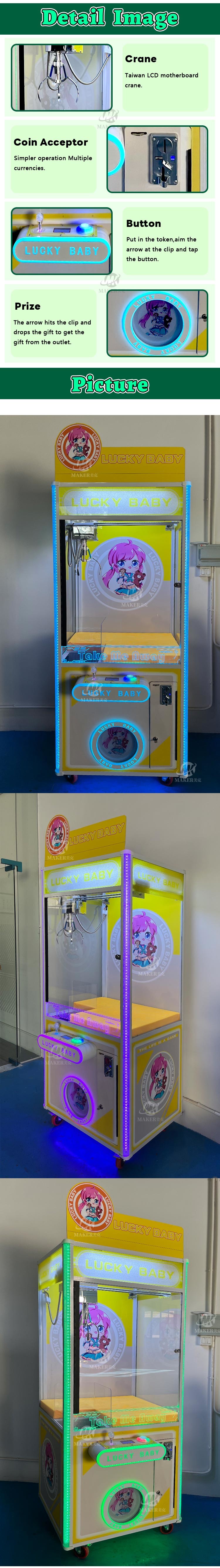 Custom Super Claw Crane Machine Arcade Multiple Color Candy Game Claw Machine