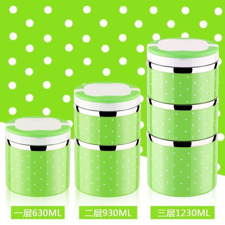 colorful stainless steel round food container ,0.7L to 2.1L food carrier,lunch box,14CMfood lunch container