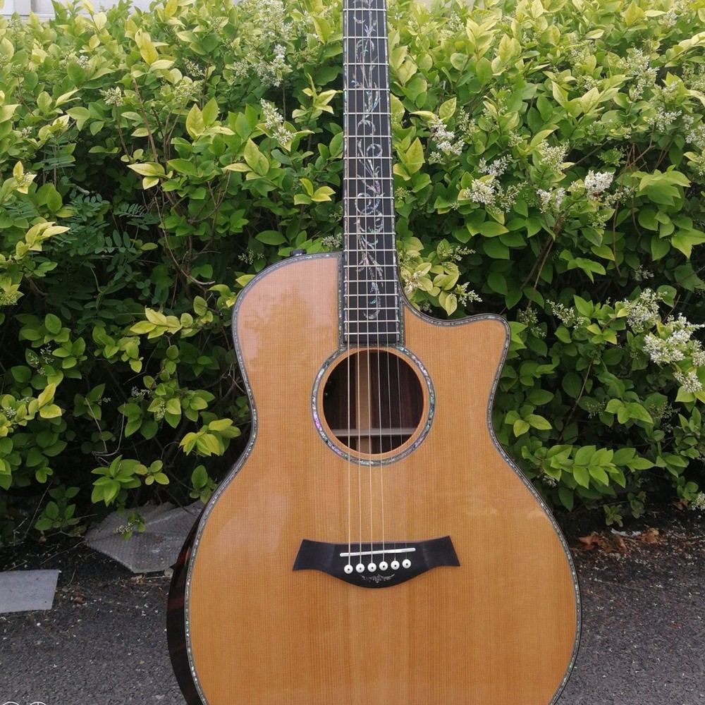 41 inch Solid Spruce top PS14 acoustic guitar,Cocobolo Back and sides,Real abalone Ebony fingerboard TY acoustic Guitar