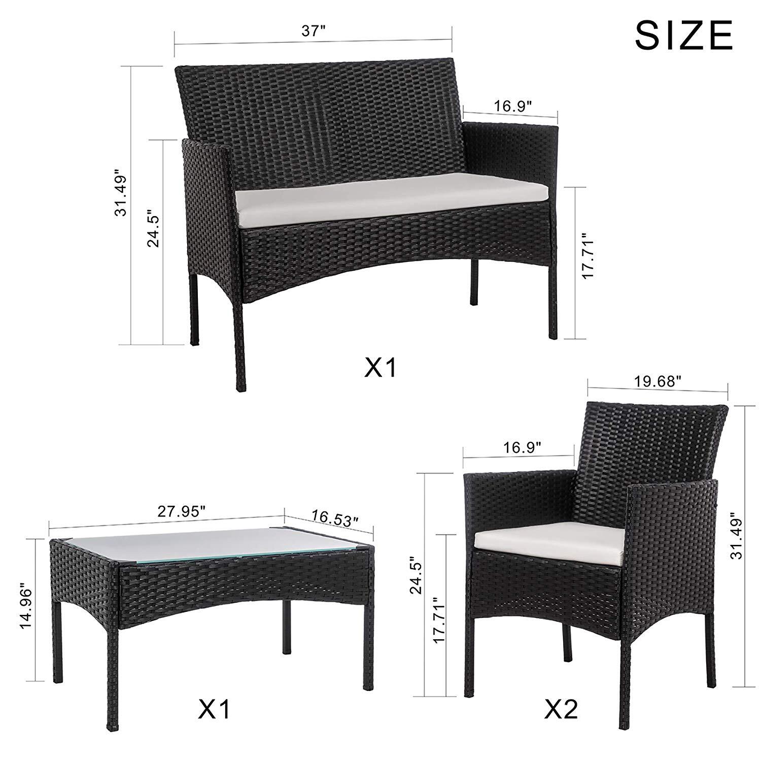 Y Mail Packing Woven Patio Set All Weather Rattan Garden Furniture by AJUNION