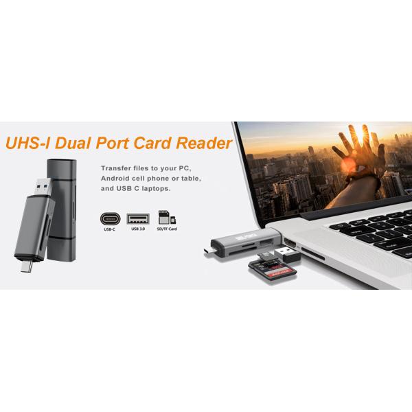 Portable USB 3.2 Gen 1 Card Reader With USB C And USB A Connectors