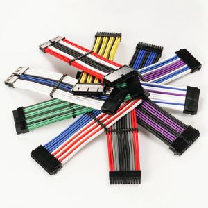 China High Speed Flexible ATX 24pin Braided Sleeved Extension Cable Nylon  PC Power Supply Multi-color Extension Cord Length 300mm on sale