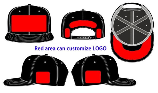 Durable PU Fabric Flat Brim Snapback Hats Size 56-58cm Full Printed
