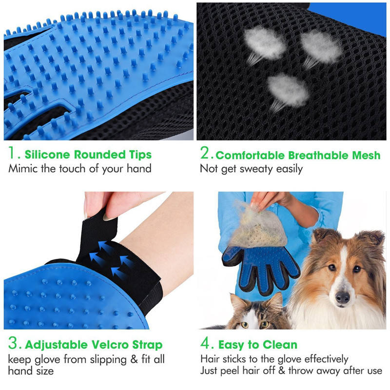 Small Middle Large Pet Hair Remover Mitt Deshedding Dog Grooming Gloves For Bathing