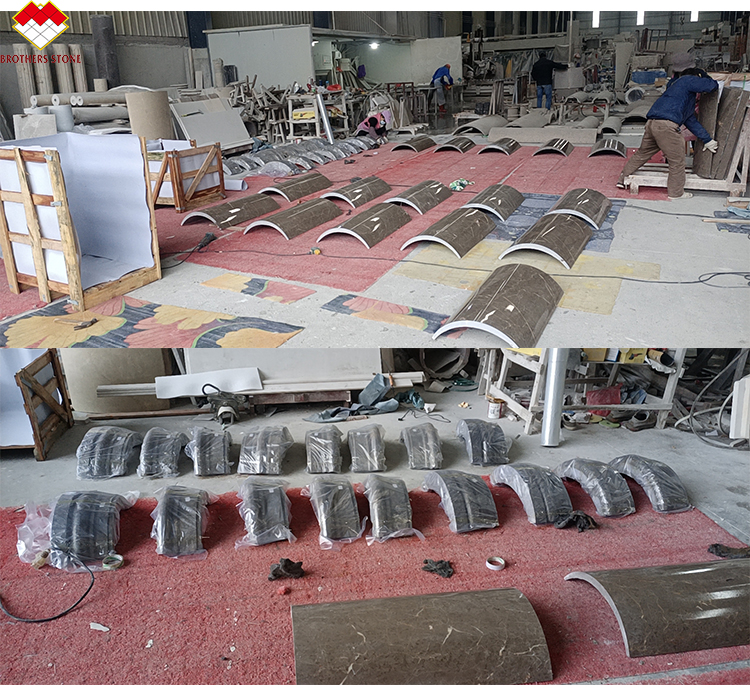 Modern Design Customized Grey Marble Column Cladding Arc Hollow Marble Pillar Design
