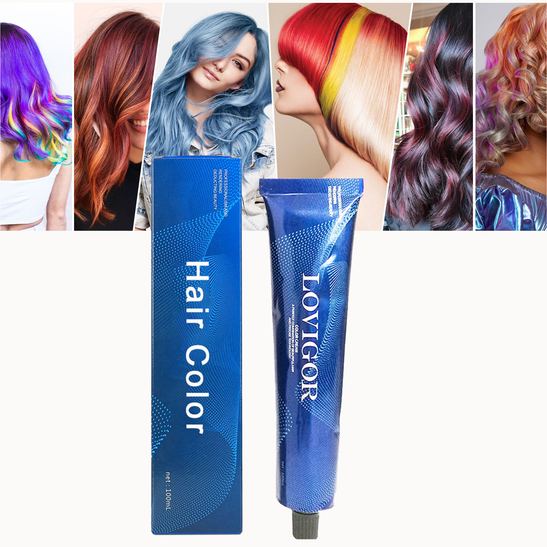 Multi Colors Permanent Hair Dye Cream For Grey Coverage Low Ammonia And Long Lasting
