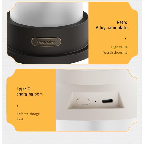 400ml USB Wireless Creative Design Portable Camping Lantern Shape Diffuser Hanging Type Outdoor Cool Mist Humidifier