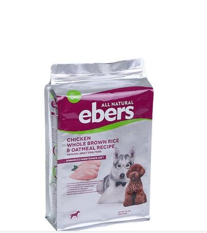 High Quality Custom Printed Laminated Flat Bottom Dog Pet Food Packaging Bag With Resealable Zipper
