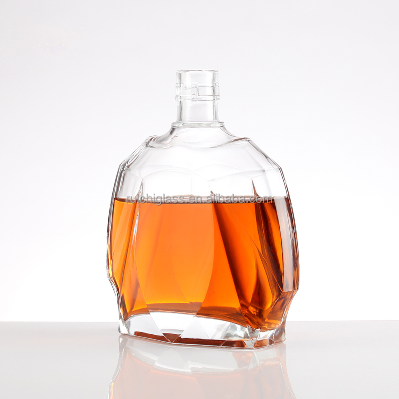 Aluminum Plastic PP Collar 750ml Empty Glass Bottles for Customized XO Brandy