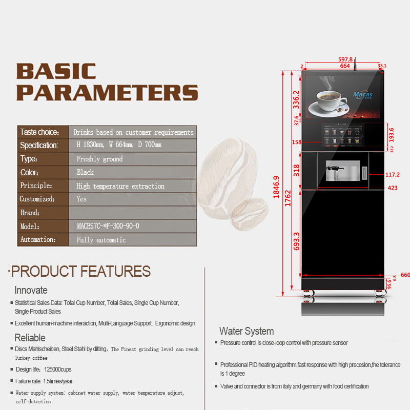 Macas Coffee Vendo Machine Automatic Coffee Machine Vending 220VAC Support IOT