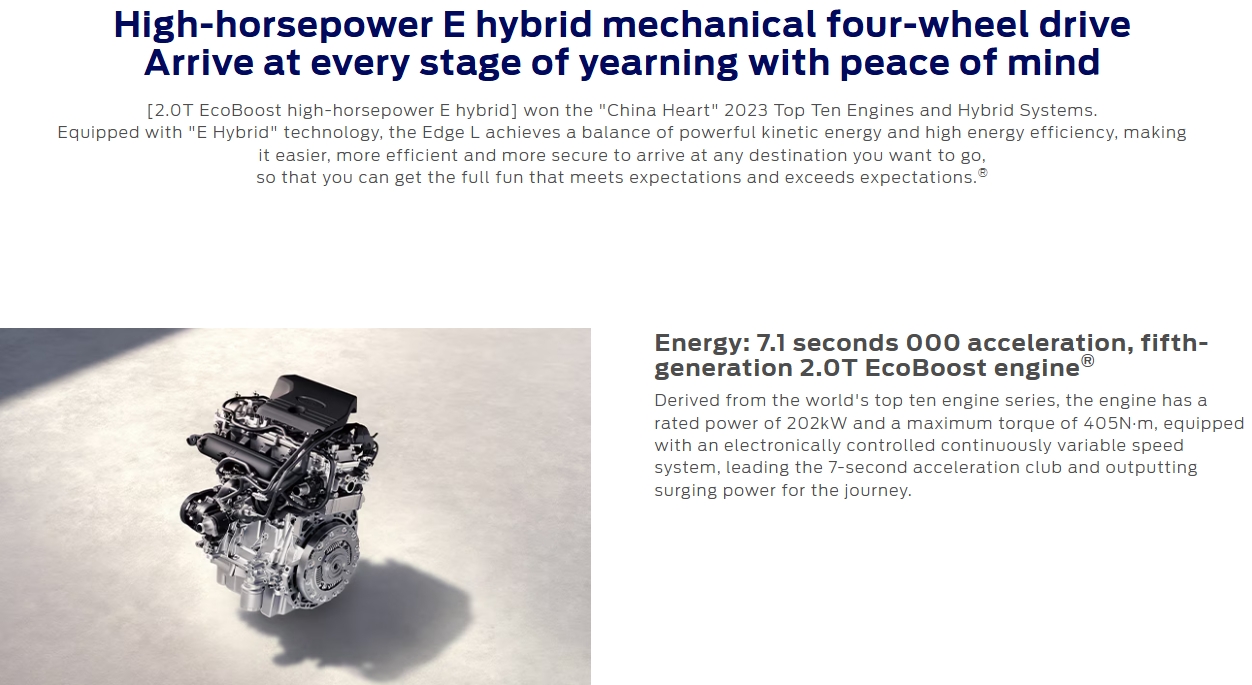 Ford Edge L Electric Car Advanced Technology and Energy Oil-Electric Hybrid with Ternary Lithium Battery