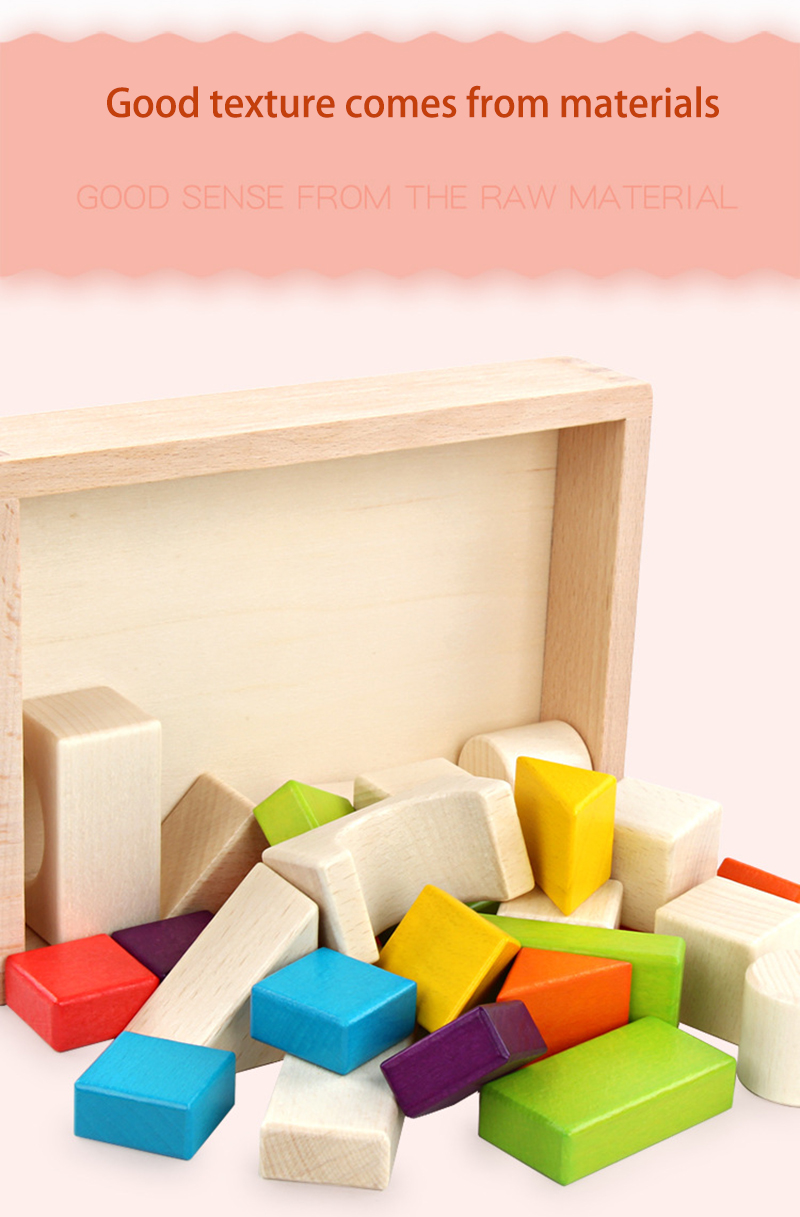 Big 15cm Castle Wooden Building Blocks Toy Stacking 30 Pieces