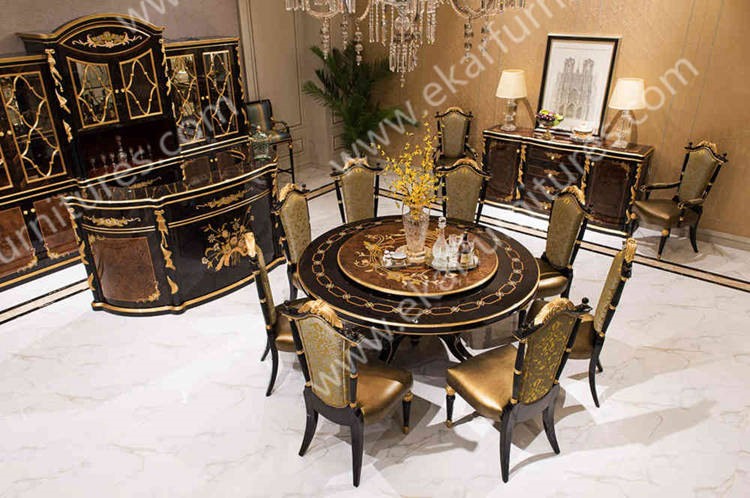 Alibaba wholesale Italy antique wooden round rotating dining table TN-029N