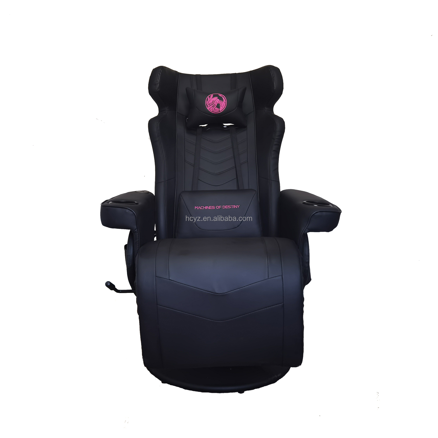Office Gaming Chair with Cup Holder and Bluetooth Speakers in Racing Style PU Leather