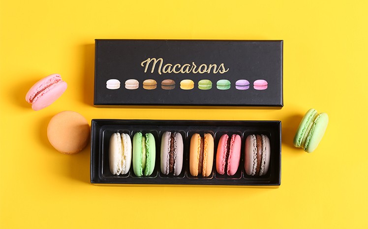 Rectangle Foldable Paper Divider Inserts Box for 12 Macarons Luxury Macaron Gift Box