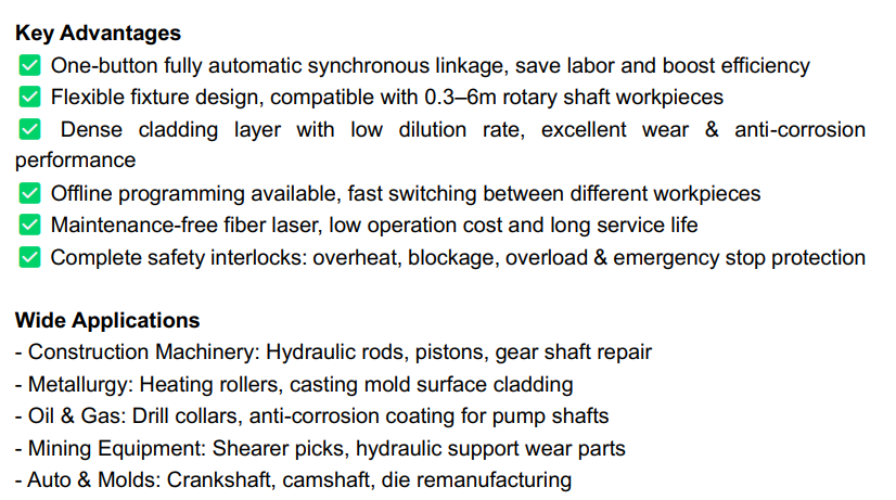 Multi Functional Laser Cladding Machine Supporting Various Metal Powders and Coating Thicknesses for Surface Improvement