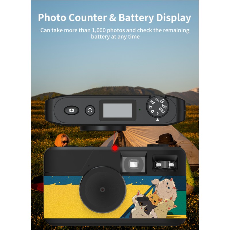 Retro Screenless Digital Camera Screen-free 8 Mode Filters Without Screen 8MP Photo with Photo Counter LED Flash Camping Camera