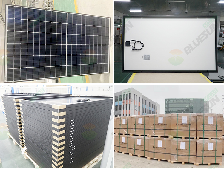 Bleusun 370w Solar Panel Half Cell 375w 380w 120cell Full Black Solar Panel Stock in US Long Beach Warehouse With UL