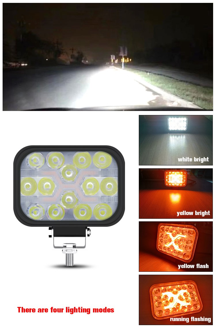 Ip67 Waterproof Vehicle LED Work Lights Square 24v 12v 42w 3 Inch