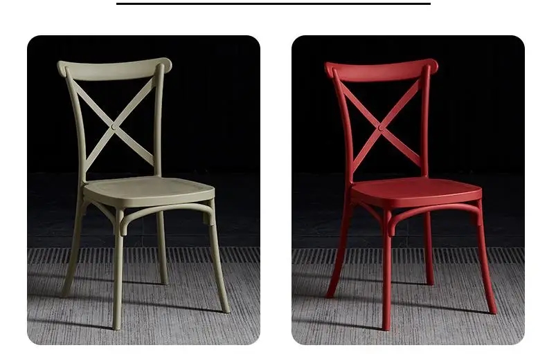 Hotel Wedding Event PP Pink Plastic Dining Chairs Stackable Customized X Cross Back