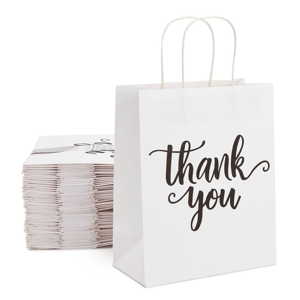 Kraft Paper Thank You Clothing Gift Jewelry Shopping Paper Bag for Business Shopping