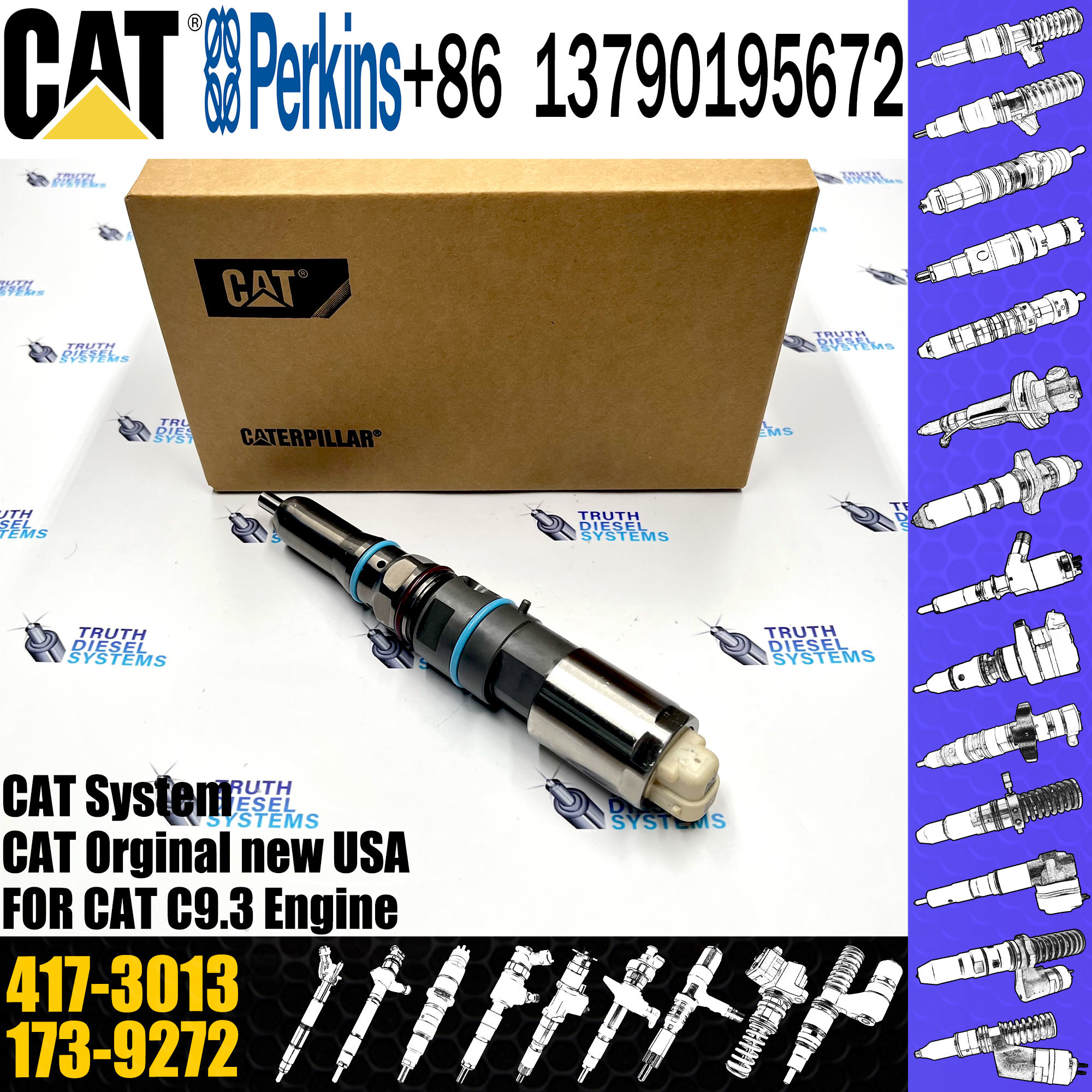 common rail diesel fuel injector 10R-1267 417-3013 173-9272 304-3637 232-1173 382-0709 For CAT C9.3 Excavator 336E