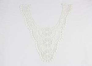 Quality White Lace Flower Appliques Collar With Cotton Water Soluble Nylon Embroidered for sale