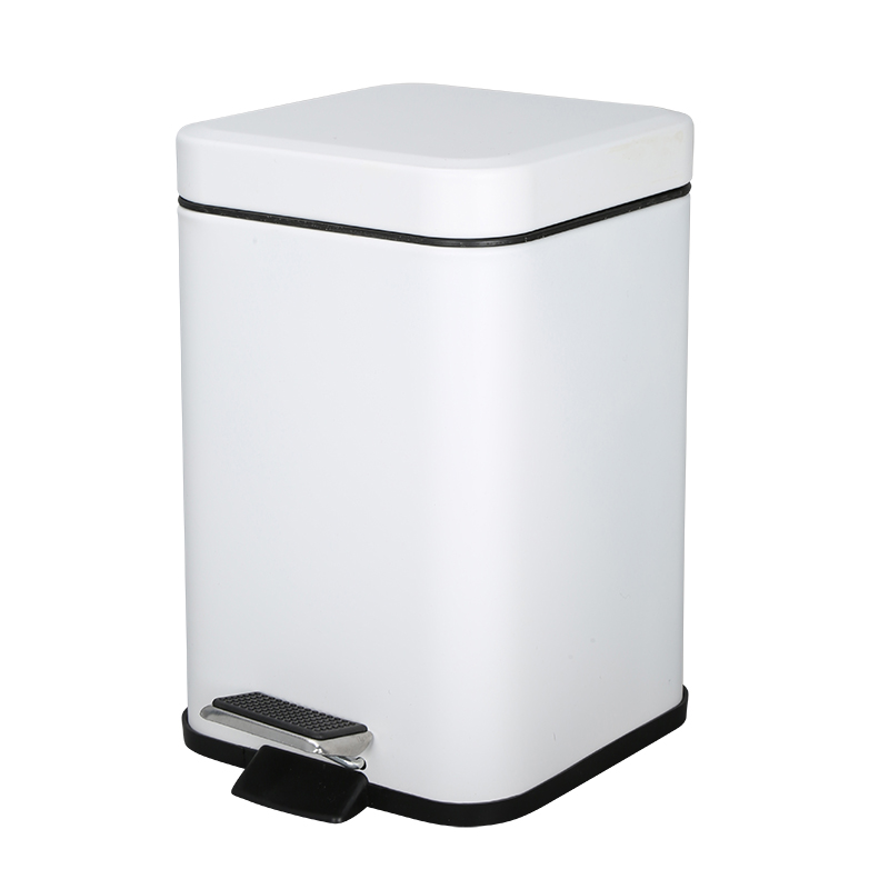 Square Foot Pedal Waste Bin 3L Dustbin Step Trash Bin Stainless Steel Trash Can Metal Garbage Can for Office Hotel Home