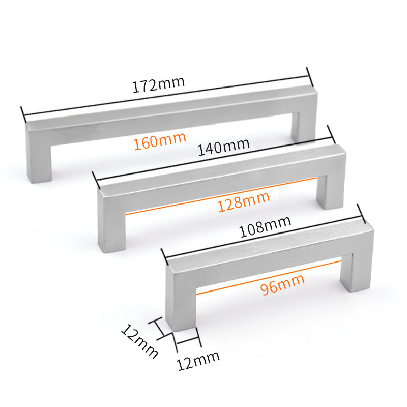 224mm Brushed Stainless Steel U Shape Silver Furniture Handle With Screws