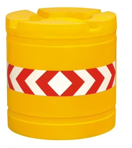 Height 920 mm Diameter 900 mm Water Capacity 500 kg Yellow Crash Cushion Cylinder with Reflective Sheeting – Water-Filled Impact Attenuator