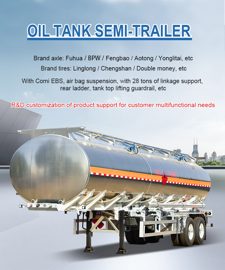 33000L 38000L Semi Tanker Trailer Gasoline Oil Transport Tanker 2 Axle 3 Axle Truck Trailer