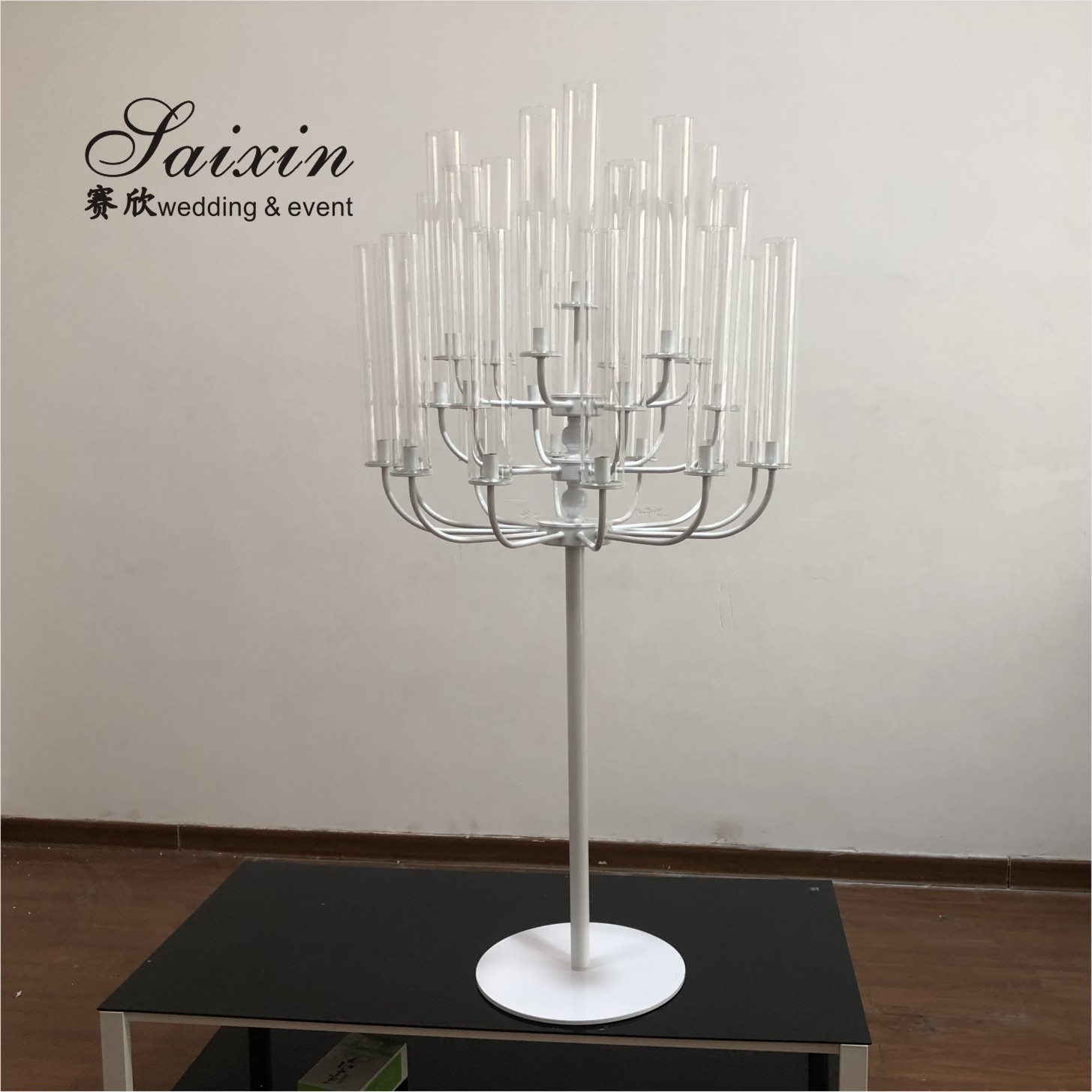 ZT-361B Gorgeous strong 25 arms black metal candle holder for wedding decorations