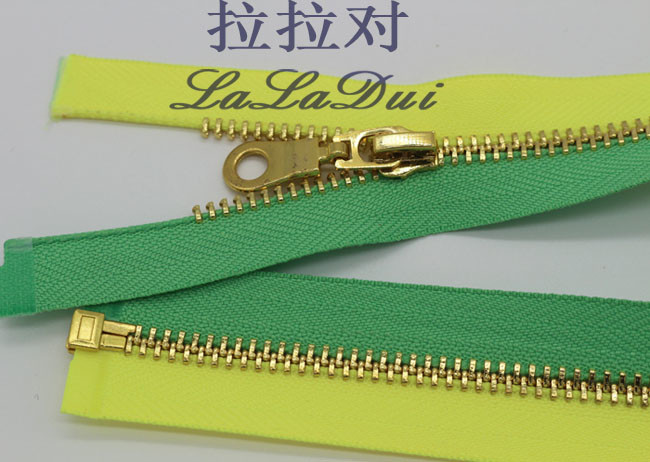 Open End Coats All Purpose Zipper 5# / 8# , Yellow Green Tape Coats Invisible Zipper