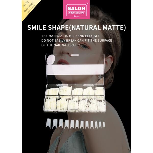 Clear Matte ABS Artificial Finger Nails Full Coverage Smile Shape False Nail Tips