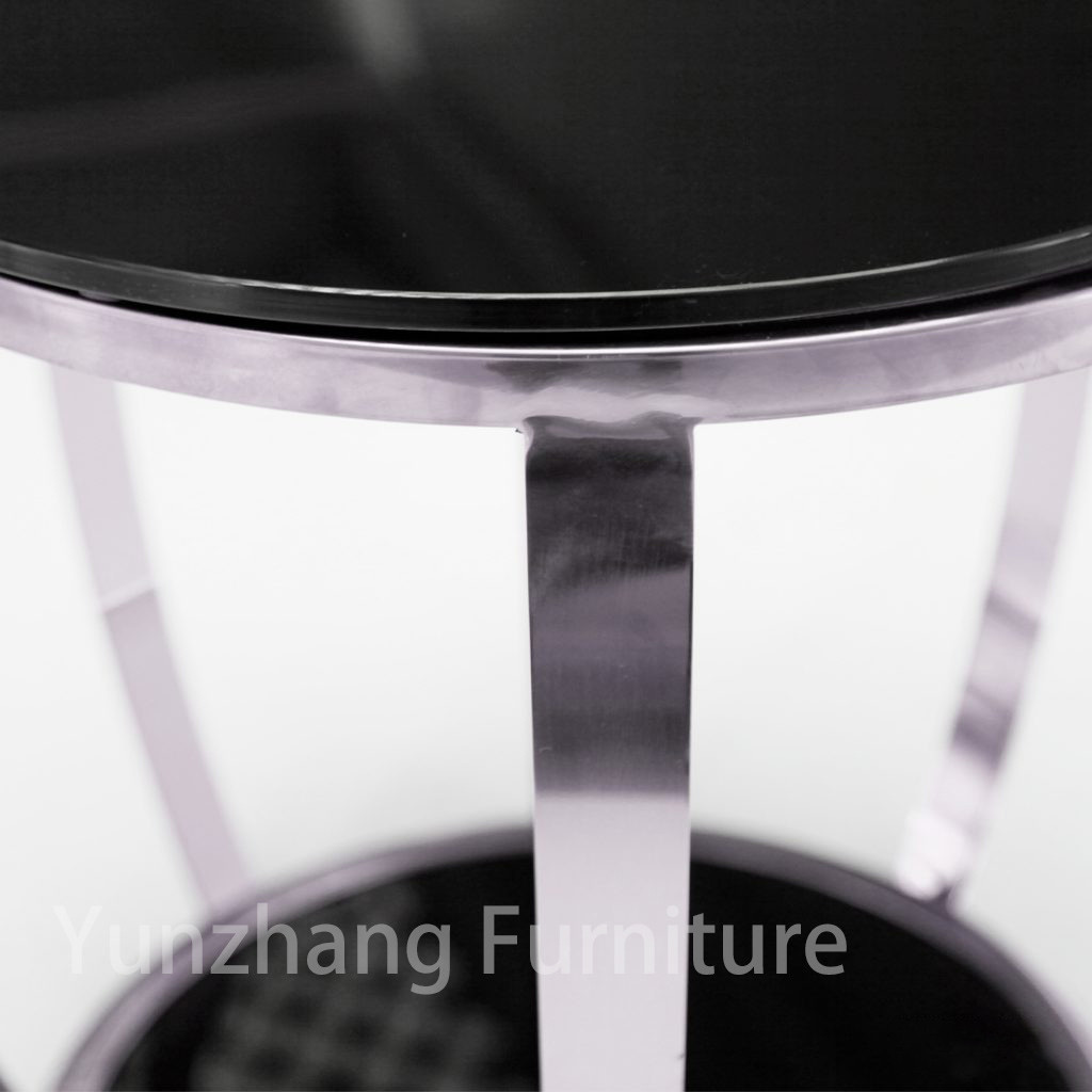 Simple Item Round Side Table SS Base Tempered Glass Sofa Table