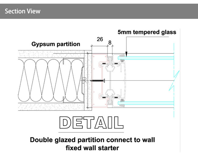 Framed Glass Dividers With Embedded Blinds Double Partition Wall For Office Division