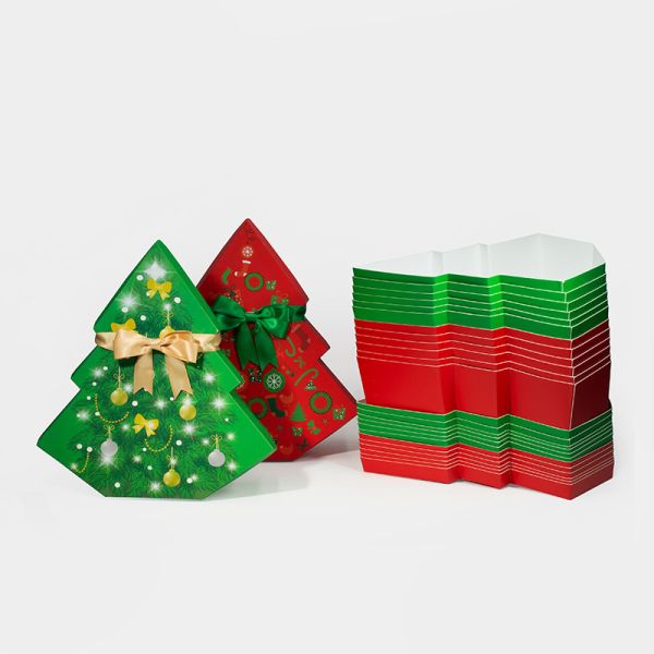 Christmas Tree Shaped Gift Box Elegant Presentation Package Paper Box Printing Designed For Supermarket Shopping Mall Christmas Event