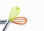 Stainless Steel Silicone Egg Beater Handle , Mini Silicone Egg Whisk Easy Clean