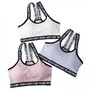 China 100% Cotton anti-bacterial  Sport Cropped Top Bra Push Up Running Yoga Bra Cotton Letters Sport Tops For Women Gym Wear on sale