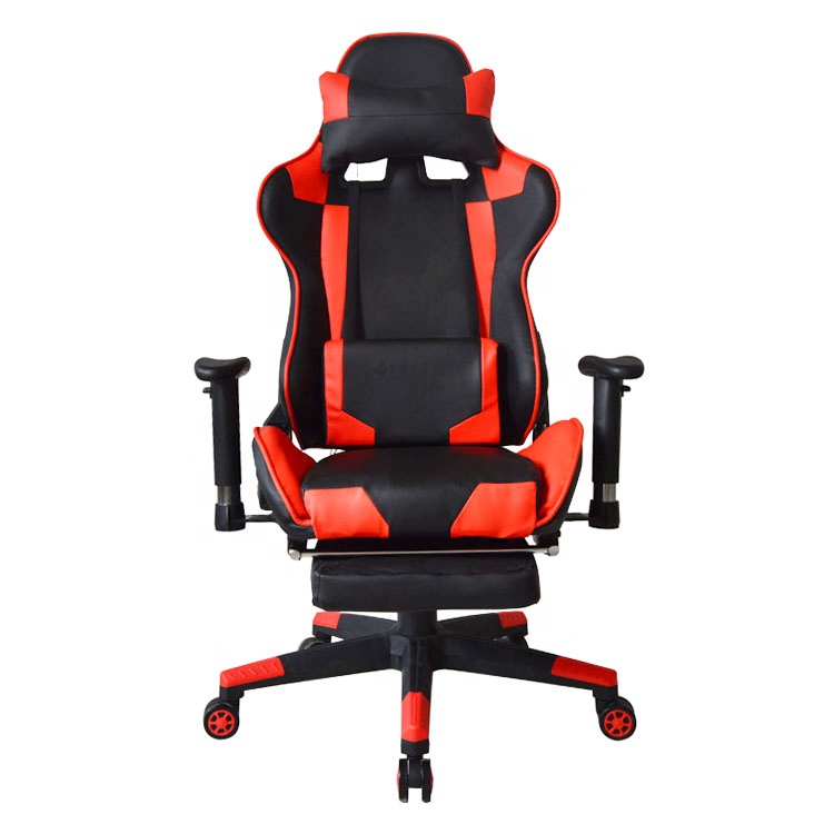Computer Gamer Modern Office Gaming Chair with Footrest and 2D Adjustable PU Armrests