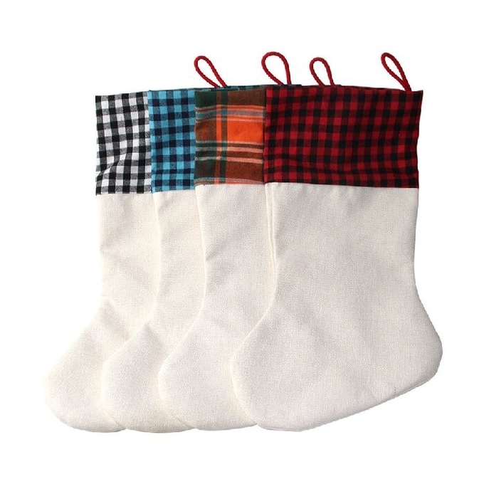 Personalised Sublimation Christmas Ornament Blanks Linen Christmas Stocking Elegant