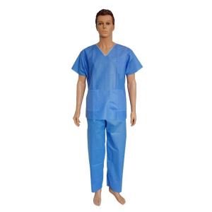 Quality Light Weight Blue Medical Scrub Suit Blood Retardant For Sanitation Field for sale