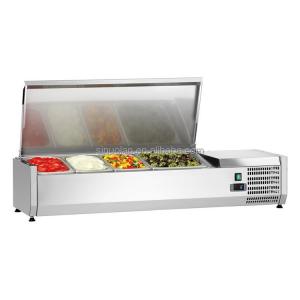 China Commercial Countertop Stainless Steel Salad Chiller Display Prep Table Top Display Refrigerator Salad Bar Showcase With CE on sale