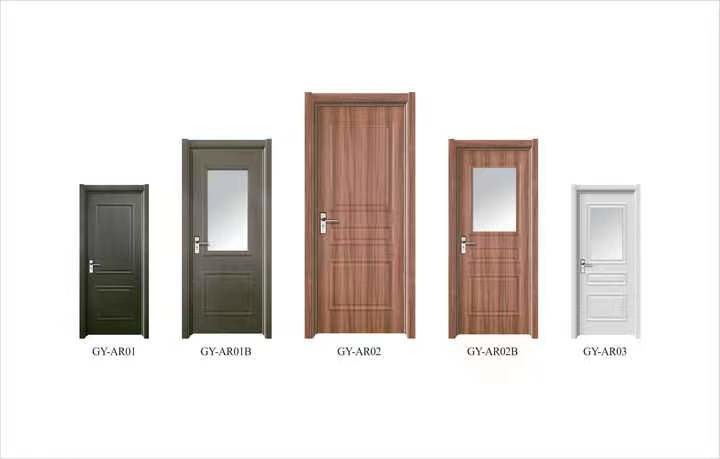 ISO9001 CE MDF Black Interior Armored Front Doors For Home